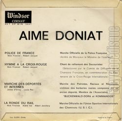 [Pochette de Police de France (Aim DONIAT) - verso]