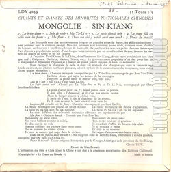 [Pochette de Mongolie - Sin-Kiang (DOCUMENT) - verso]