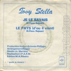 [Pochette de Je le savais (Iovy STELLA) - verso]