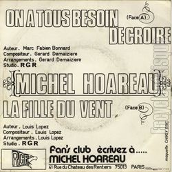 [Pochette de On a tous besoin de croire (Michel HOAREAU) - verso]