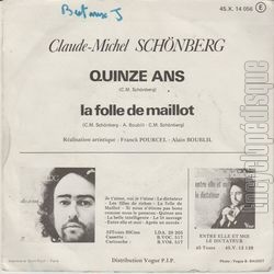 [Pochette de Quinze ans (Claude-Michel SCHNBERG) - verso]