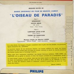 [Pochette de L’oiseau de paradis (B.O.F.  Films ) - verso]