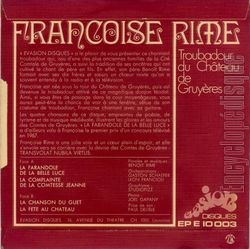 [Pochette de Troubadour du chteau de Gruyres (Franoise RIME) - verso]