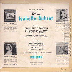 [Pochette de Un premier amour (Isabelle AUBRET) - verso]