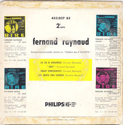 [Pochette de Le 22  Asnires (Fernand RAYNAUD) - verso]