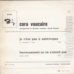 [Pochette de Je n’irai pas  St Tropez (Cora VAUCAIRE) - verso]