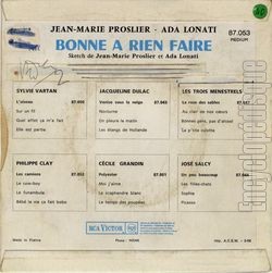 [Pochette de Bonne  rien faire (avec Alda Lonati) (Jean-Marie PROSLIER) - verso]