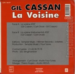 [Pochette de La voisine (Gil CASSAN) - verso]