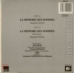 [Pochette de La mmoire des hommes (milie BONNET) - verso]