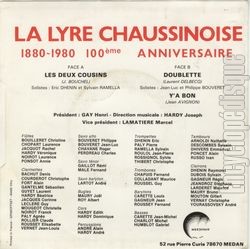 [Pochette de 1880-1980 - 100 me anniversaire (La LYRE CHAUSSINOISE) - verso]