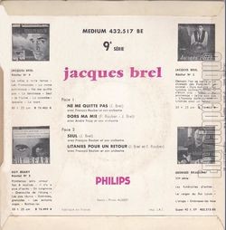 [Pochette de Ne me quitte pas - 9me srie (Jacques BREL) - verso]