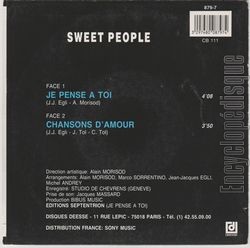 [Pochette de Je pense  toi (SWEET PEOPLE) - verso]