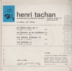 [Pochette de Je t’aime pour a (Henri TACHAN) - verso]