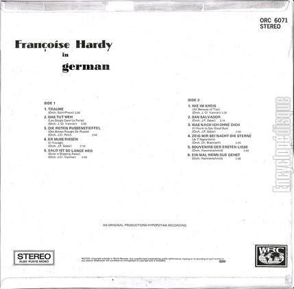 [Pochette de Franoise in german (Franoise HARDY) - verso]