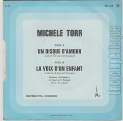 [Pochette de Un disque d’amour (Michle TORR) - verso]