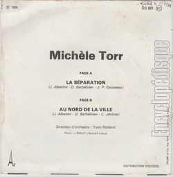 [Pochette de La sparation (Michle TORR) - verso]