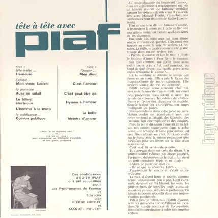 [Pochette de Tte--tte avec Piaf (dith PIAF) - verso]