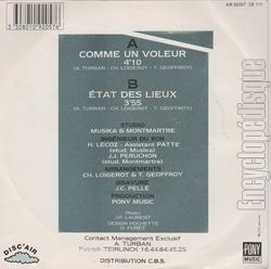 [Pochette de Comme un voleur (Alain TURBAN) - verso]