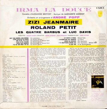 [Pochette de Irma la douce (THTRE / SPECTACLE) - verso]