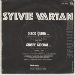 [Pochette de Disco queen (Sylvie VARTAN) - verso]