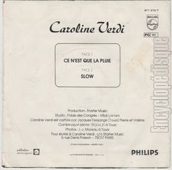 [Pochette de Ce n’est que la pluie (Caroline VERDI) - verso]