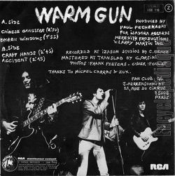 [Pochette de WARM GUN (Les ANGLOPHILES) - verso]