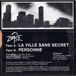 [Pochette de La ville sans secret (ZOOPSIE) - verso]