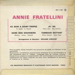 [Pochette de Ce soir  St Tropez (Annie FRATELLINI) - verso]