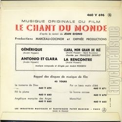 [Pochette de le Chant du monde (B.O.F.  Films ) - verso]