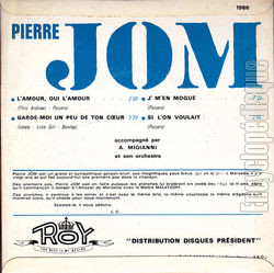 [Pochette de L’amour, oui l’amour (Pierre JOM) - verso]