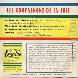 [Pochette de Au fond des prisons du Roy (Les COMPAGNONS DE LA JOIE) - verso]