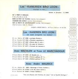 [Pochette de Chantent la mer… (Les KANERIEN BRO-LEON) - verso]