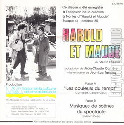 [Pochette de Harold et Maude (THTRE / SPECTACLE) - verso]