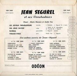 [Pochette de Les joyeux troubadours (Jean SGUREL) - verso]