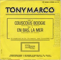 [Pochette de Couscous boogie (Tony MARCO) - verso]