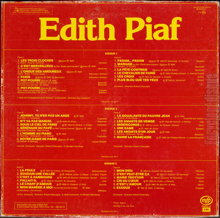 [Pochette de Mon Dieu, Padam padam, Exodus… (dith PIAF) - verso]