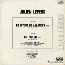 [Pochette de De retour de vacances (Julien LEPERS) - verso]