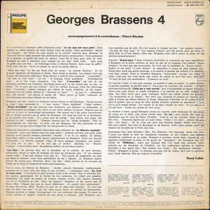 [Pochette de Je m’suis fait tout p’tit, L’amandier, Le vin… - 4 (Georges BRASSENS) - verso]