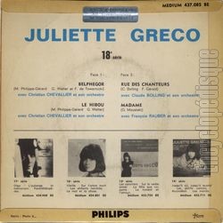 [Pochette de Belphgor (Juliette GRCO) - verso]