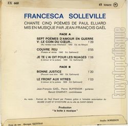 [Pochette de Paul luard (Francesca SOLLEVILLE) - verso]