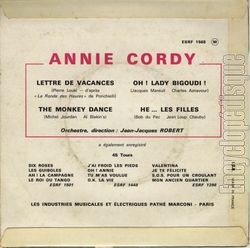 [Pochette de Lettre de vacances (Annie CORDY) - verso]