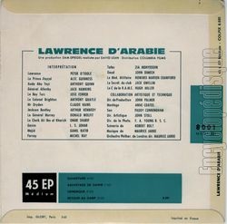 [Pochette de Lawrence d’Arabie (B.O.F.  Films ) - verso]