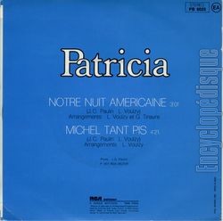 [Pochette de Notre nuit amricaine (PATRICIA) - verso]