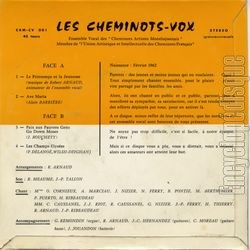 [Pochette de Le printemps et la jeunesse (Les CHEMINOTS VOX) - verso]