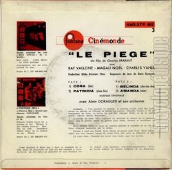 [Pochette de Le pige (B.O.F.  Films ) - verso]