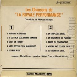 [Pochette de La royale performance (THTRE / SPECTACLE) - verso]