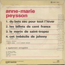 [Pochette de Du bois sec pour tout l’hiver (Anne-Marie PEYSSON) - verso]