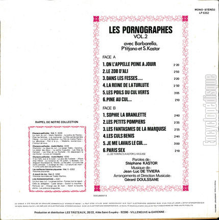 [Pochette de Les pornographes - vol. 2 (DOCUMENT) - verso]