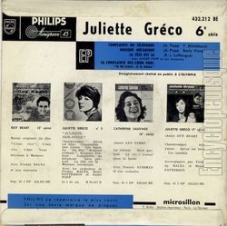 [Pochette de Musique mcanique (Juliette GRCO) - verso]