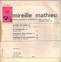 [Pochette de Pourquoi mon amour (Mireille MATHIEU) - verso]